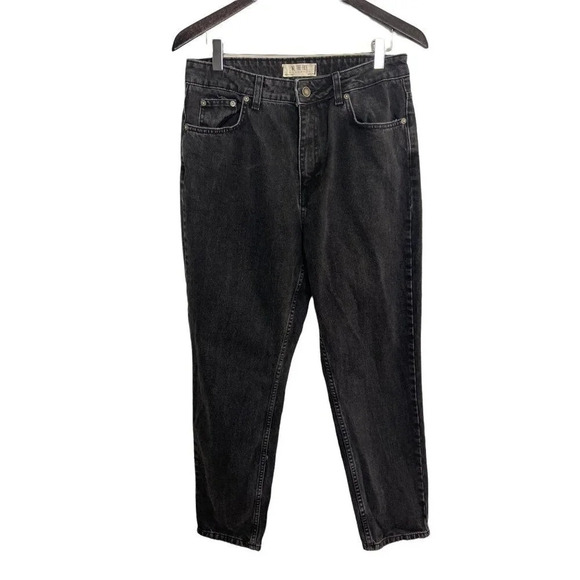 Free People We The Free Relaxed Fit High Rise Black Mom Jeans-sz 30 - Picture 1 of 9
